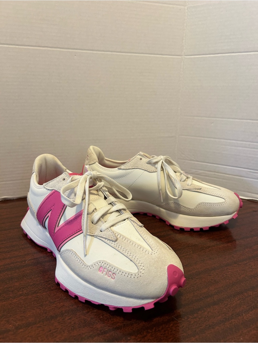 FIGS x New Balance 327 Sneakers in the “F'ing Pink" Colorway